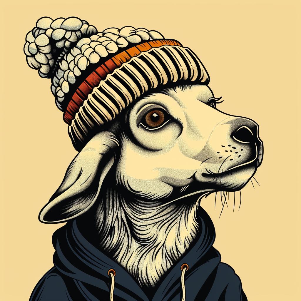 goat  knitted  hat  hoodie  cute  anthropomorphic  streetculture  simple  minimal  character 958248