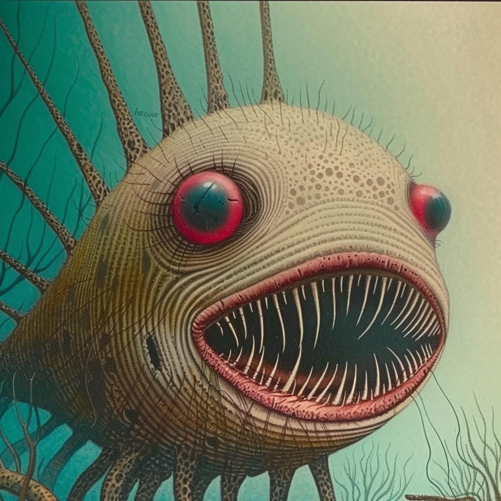 horror  monster  fish  teeth  painting  vintage  creepy  abstract  surreal  grotesque 948771