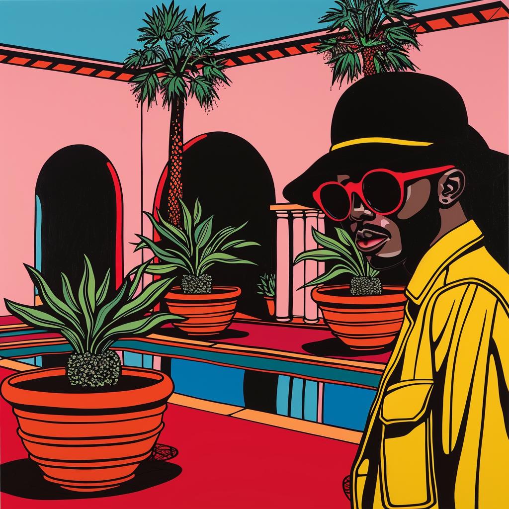 painting  man  hat  sunglasses  colorful  art  portrait  stylized  casual  style 1022748