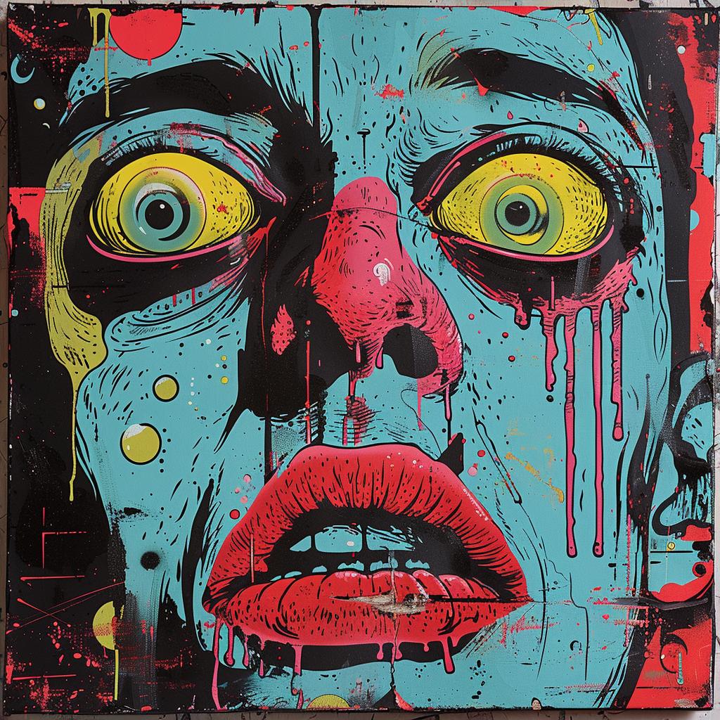 surreal  painting  woman  face  Speedy  Graphito  abstract  colorful  artwork  expressionist 960352