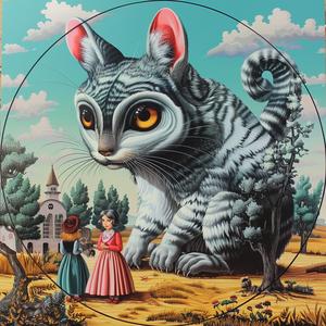 minimal  chromolithography  cat  girls  background  Maurice  Sendak  illustration  artwork  simple 1037337