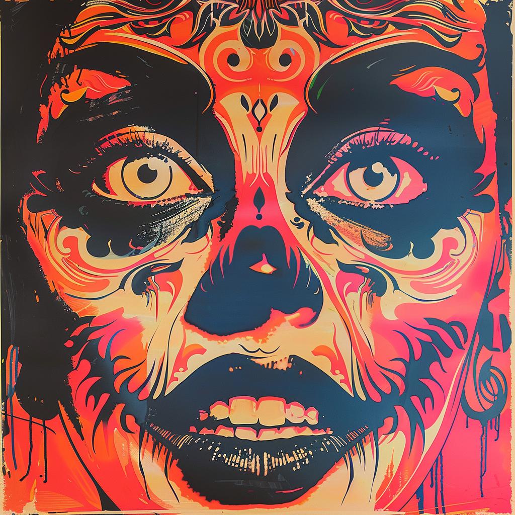 poster  woman  face  neon  colorful  artistic  vibrant  bold  portrait  contemporary 1021745