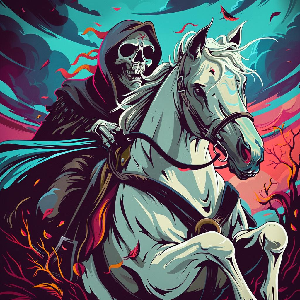 grim  reaper  horseback  dark  fantasy  death  illustration  gothic  symbolic  mythical 1026322