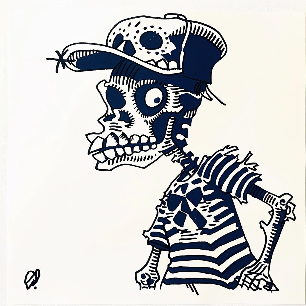skeleton  skull  hat  drawing  front-facing  graphic  illustration  bones  dark  streetart 1027550