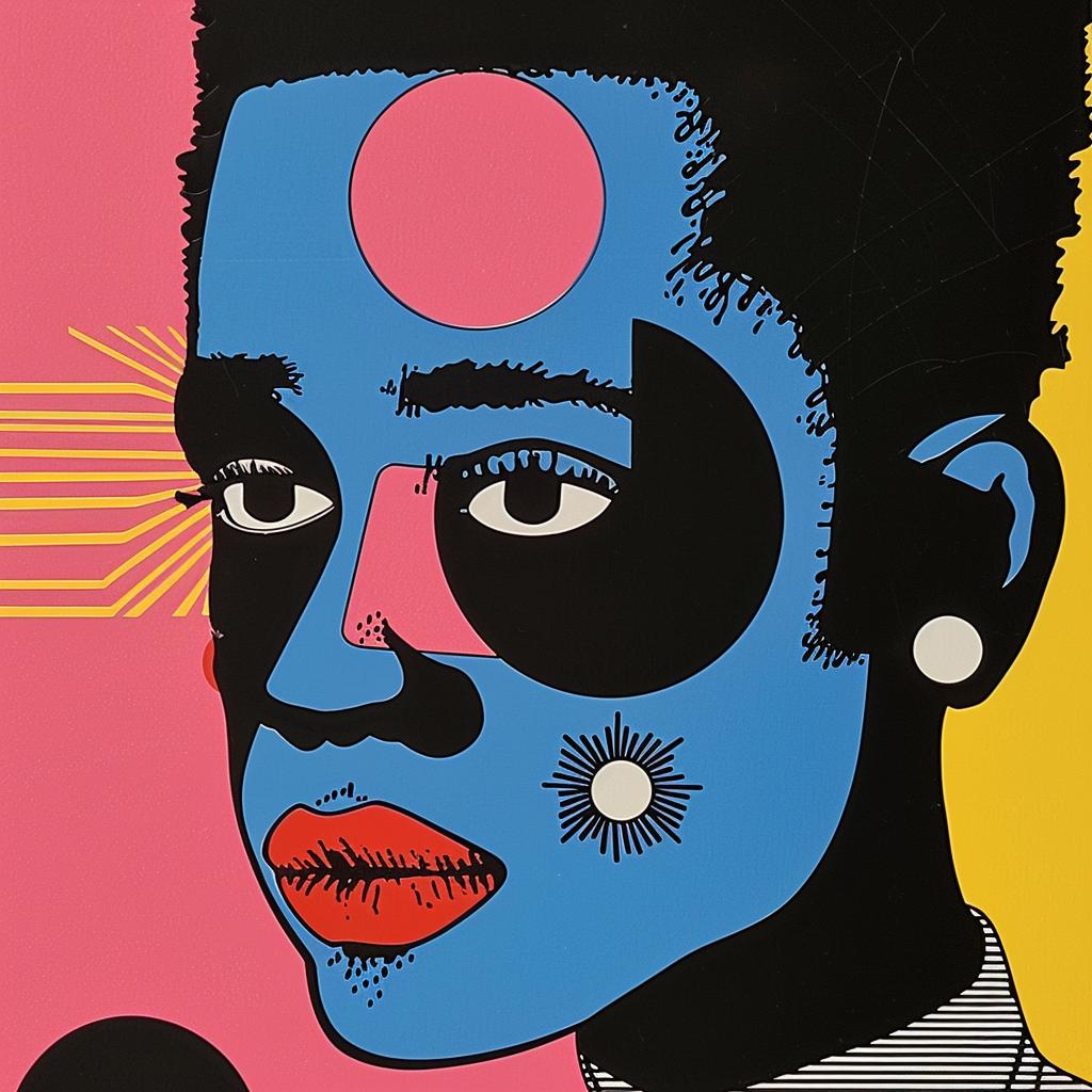 surreal  album  cover  Basquiat  poster  woman  face  colorful  artwork  creative 1019584