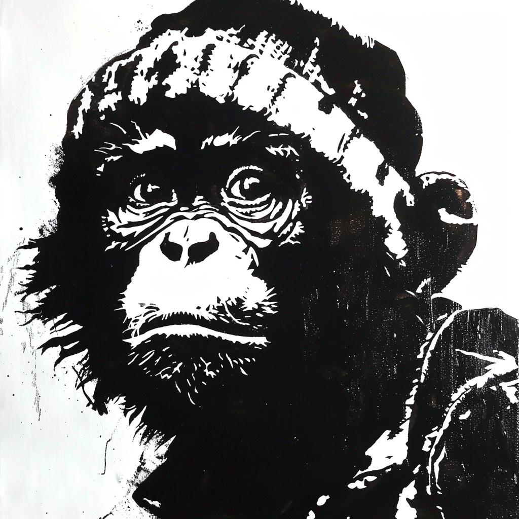 aggressive  streetwise  monkey  hat  scarf  painting  minimal  urban  animal  character 959233