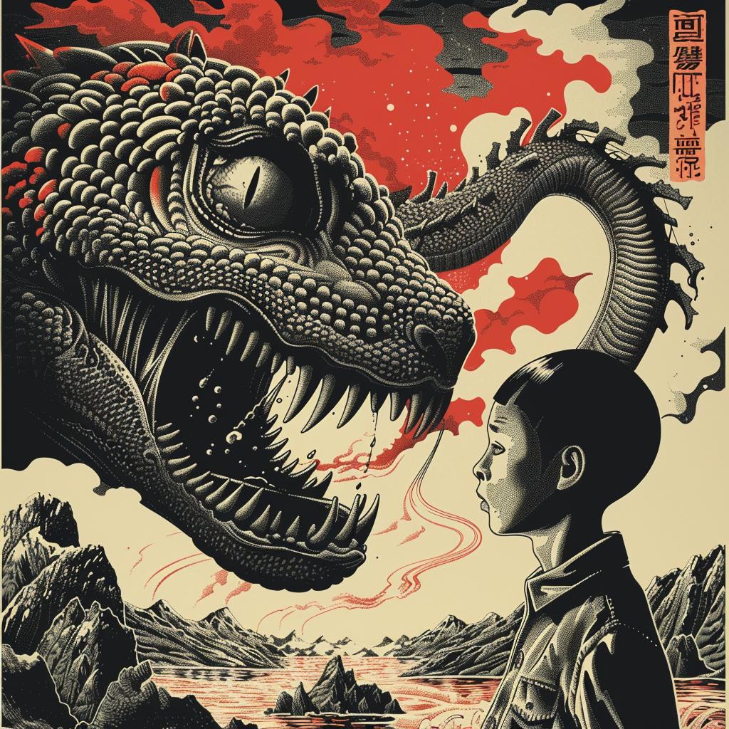 surreal  album  collage  deathmetal  hyper-realistic  Toshio Saeki  Todd White  dragon  vintage  dark 942154