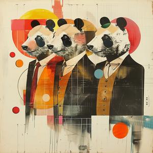chromolithography  message  collage  panda  bears  suits  ties  Rodchenko  Kandinsky  art 1057713