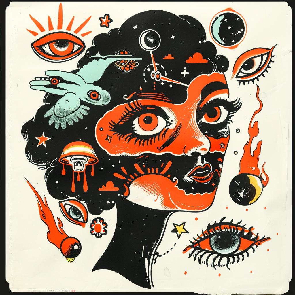 woman  face  eyes  tattoo  illustration  Saul Bass  portrait  artistic  design  expressive 927413