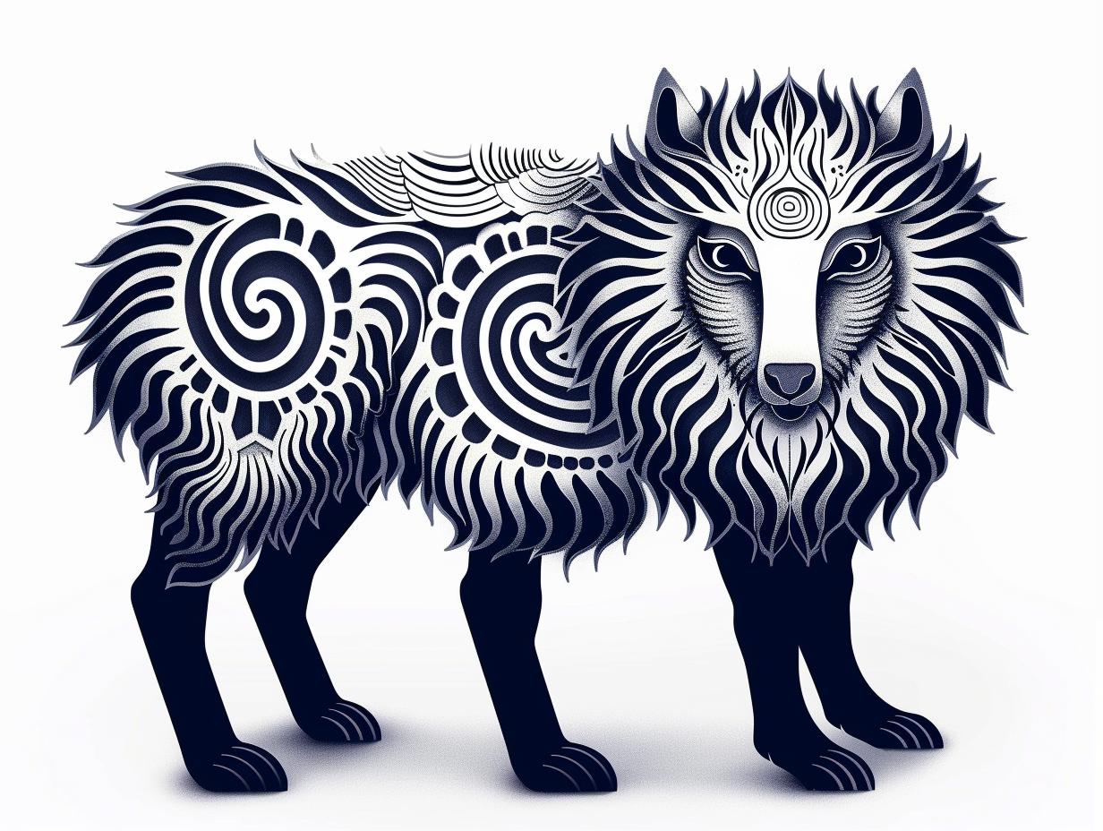 hybrid  wolf  stylized  pattern  body  full  character  animal  art  drawing 1027559
