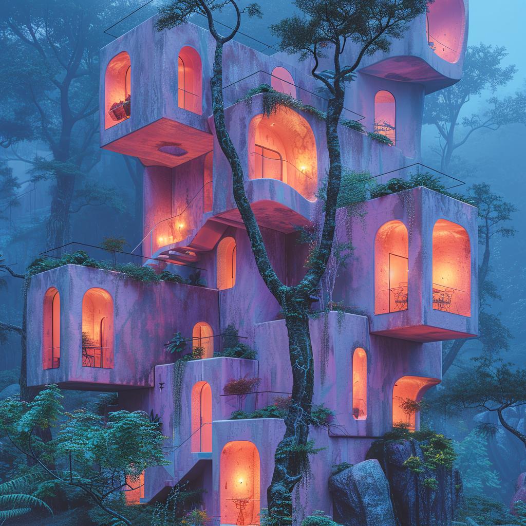 pink  house  woods  trees  natural  surreal  lighting  photo  grain  glow 1029349