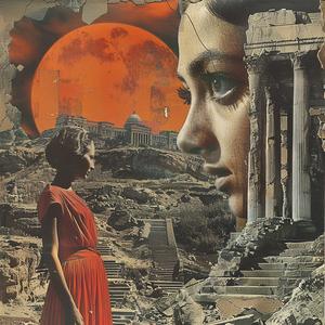 collage  surrealism  red  moon  dress  1970s  advertisements  modern  photo  montage 1041262