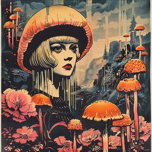 woman  mushroom  flowers  chromolithography  nature  portrait  colorful  whimsical  playful  artistic 1048008