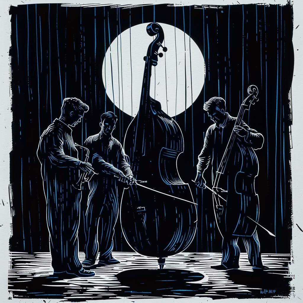 jazz  band  midnight  crescent  moon  performance  music  full  rain  dynamic 1025756