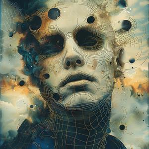digital  painting  man  face  head  illustration  surrealism  pointillism  gold  indigo 1076597