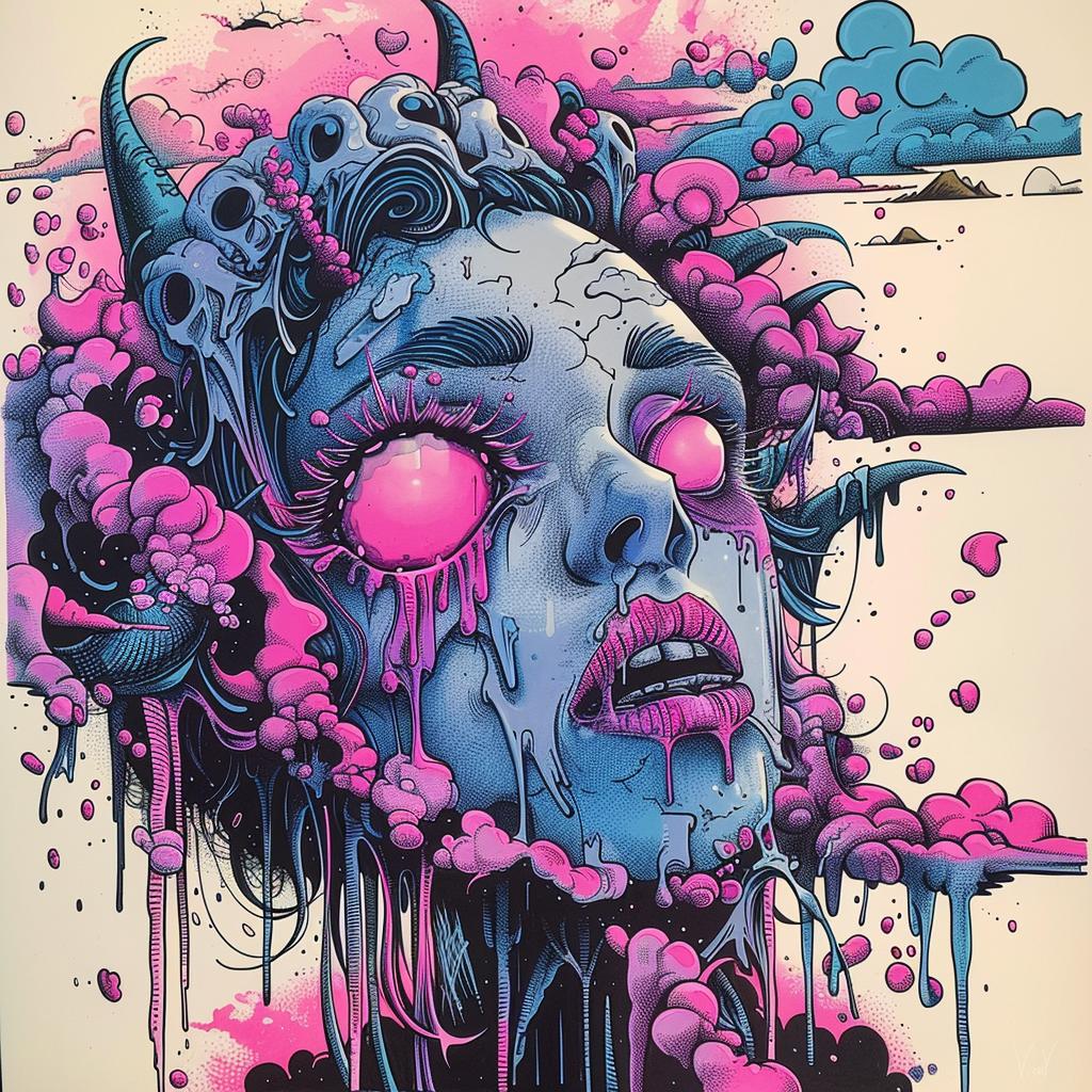 illustration  woman  eyes  pink  blue  naturalistic  spiritual  terror  darkarts  art 925108