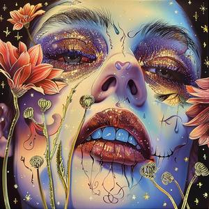 woman  flowers  stars  painting  glitter  art  creative  colorful  illustration  intricate 1054615