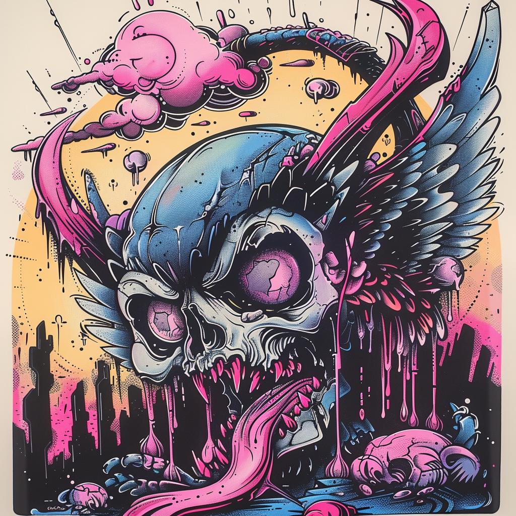 skull  poster  pink  paint  naturalistic  spiritual  terror  dark  occult  art 925182