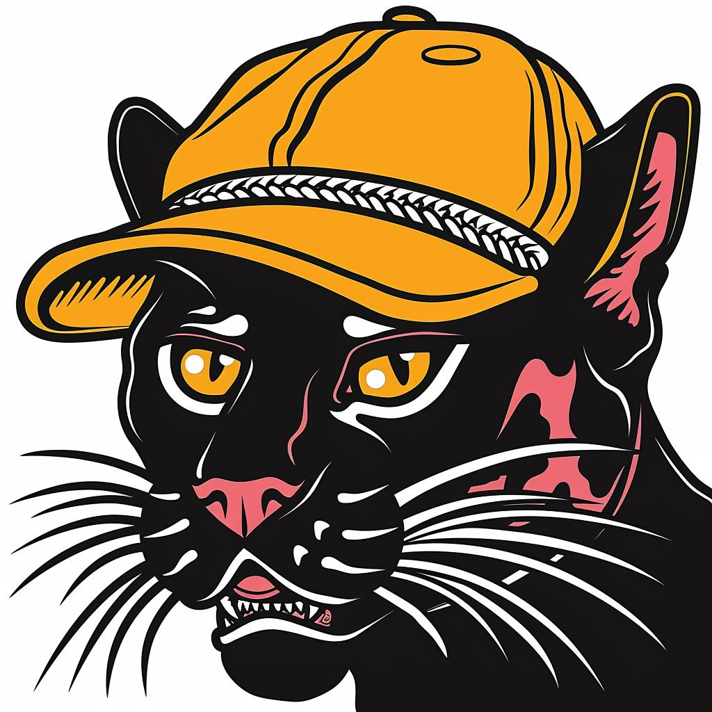 panther  baseball  cap  black  stylized  feline  fashion  playful  whimsical  character 940097