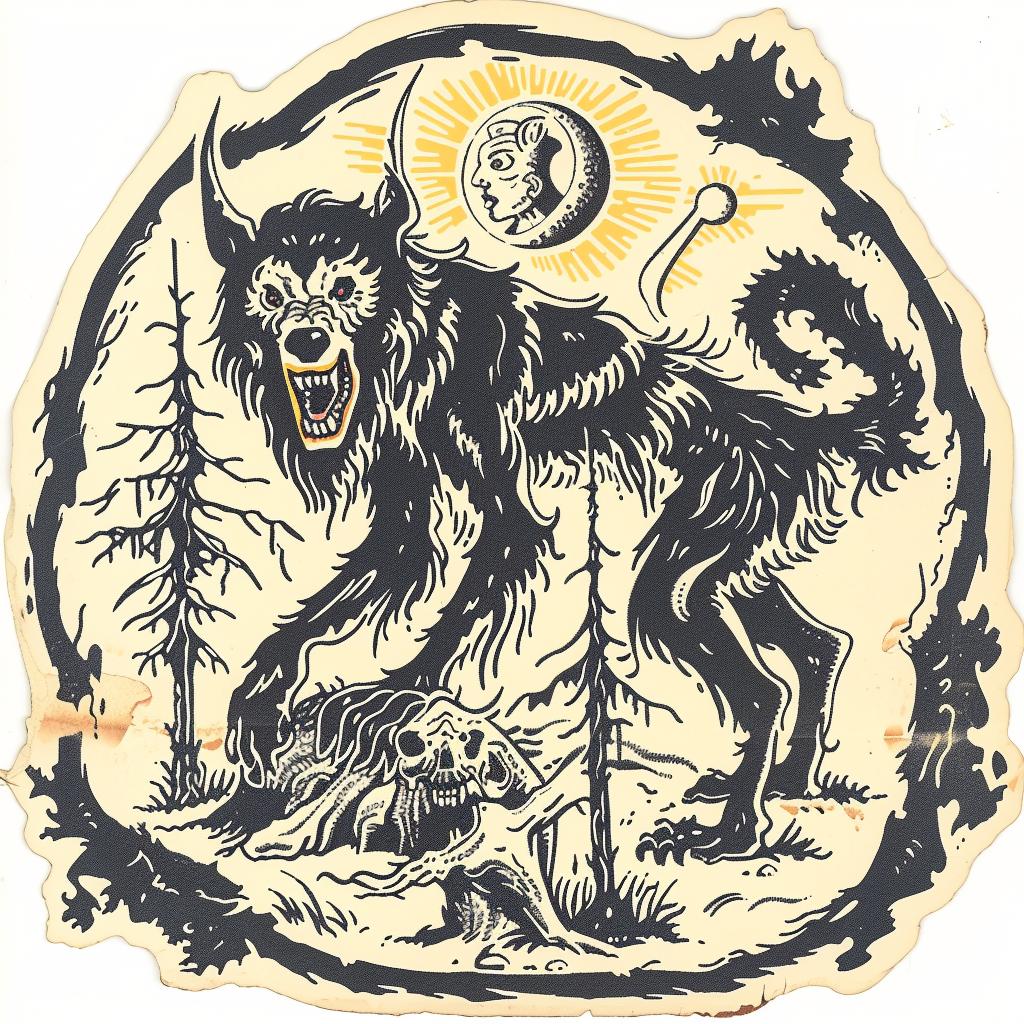 provocative  art  werewolf  moon  sticker  spiritual  naturalistic  terror  dark  occult 932370