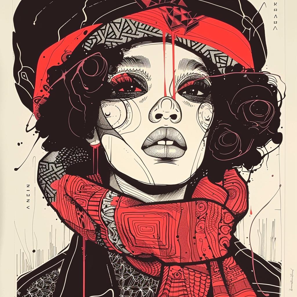 woman  redHair  scarf  fashion  TroyBrooks  PopArt  modern  illustration  style  portrait 939257