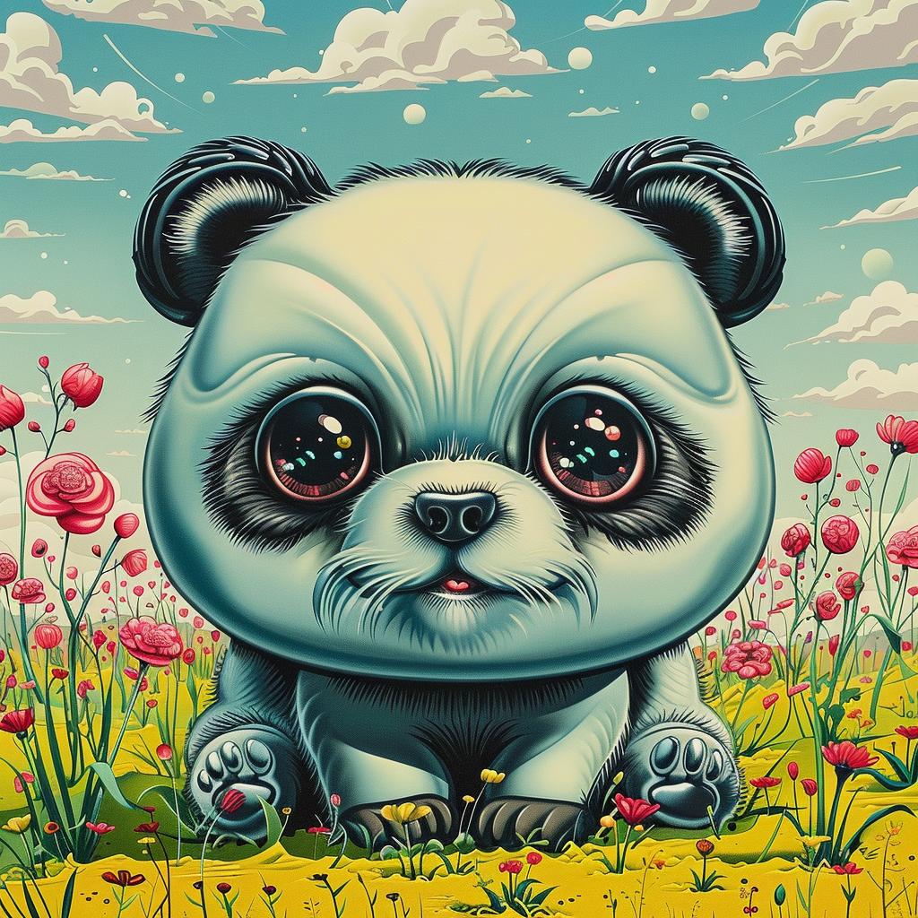 panda  kawaii  white  oversized  cute  animals  painting  flora  illustration  whimsical 1033843