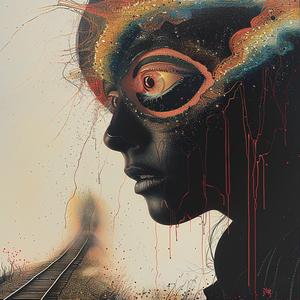 woman  blood  face  train  track  painting  chromolithography  glitter  dramatic  intense 1039269