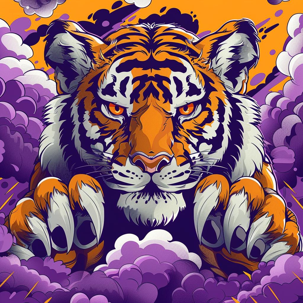 tiger  clouds  vector  illustration  colorful  vibrant  art  design  symmetrical  background 928802