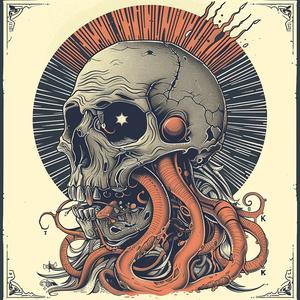 skull  tentacles  dark  art  synthwave  symmetry  bold  minimal  design  tattoo 1038764