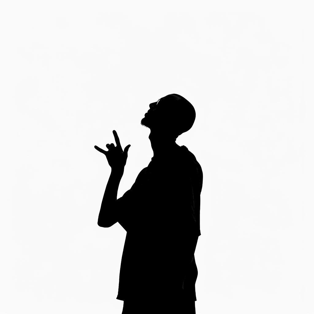 silhouette  man  American  Sign  Language  hands  up  illustration  black  white 954116