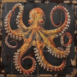 creative  surreal  octopus  black  background  risograph  symbolist  screenprinting  artwork  marine 1079092