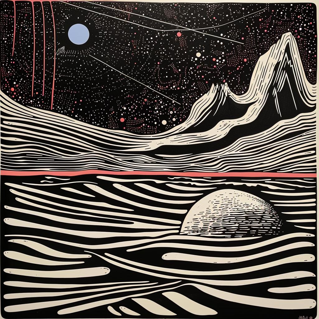 Pulsar  Radio  X-rays  Black  White  Painting  Mountain  Lake  Intricate  Details 1022645