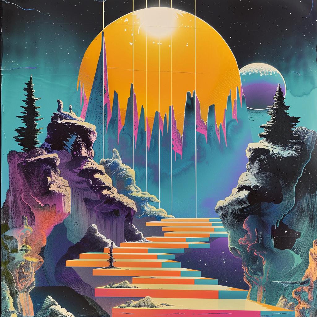 poster  colorful  background  mountain  surreal  Risograph  Symbolist  art  creative  abstract 977741