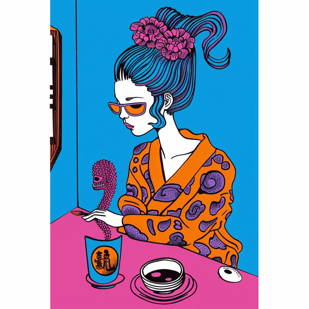 woman  colorful  dress  sunglasses  poster  stylized  fashion  vibrant  urban  playful 1021466