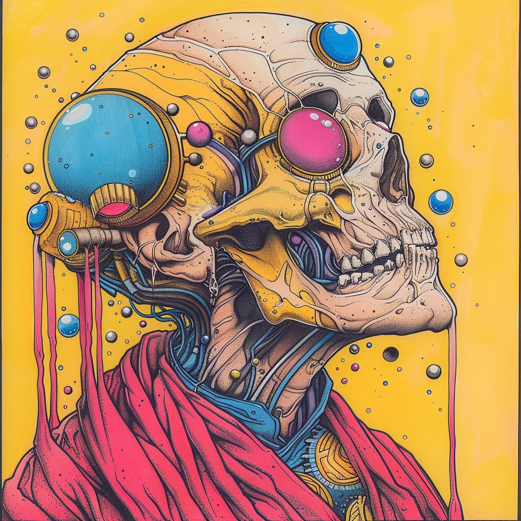 skull  colorful  eyes  Dan  Clowes  painting  dark  occult  spiritual  terror 925439