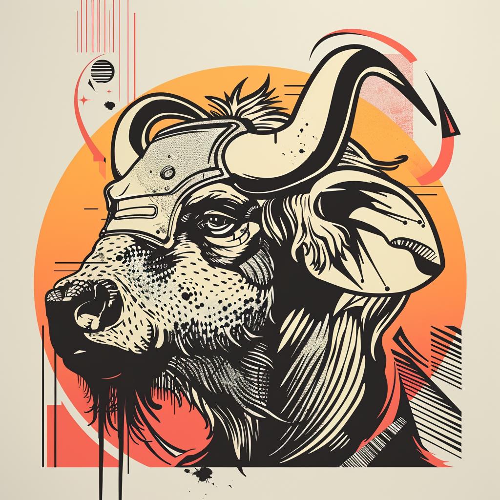 mythical  hybrid  bull  helmet  horns  fantasy  unique  creature  strengths  halftone 939666