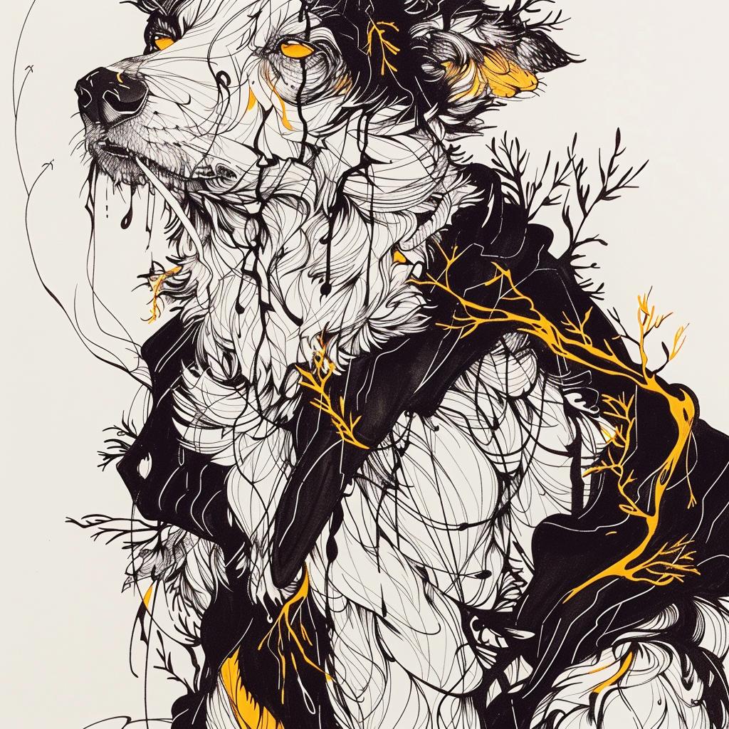 drawing  dog  vines  hybrid  mythical  fantastical  unique  canine  nature  art 952728