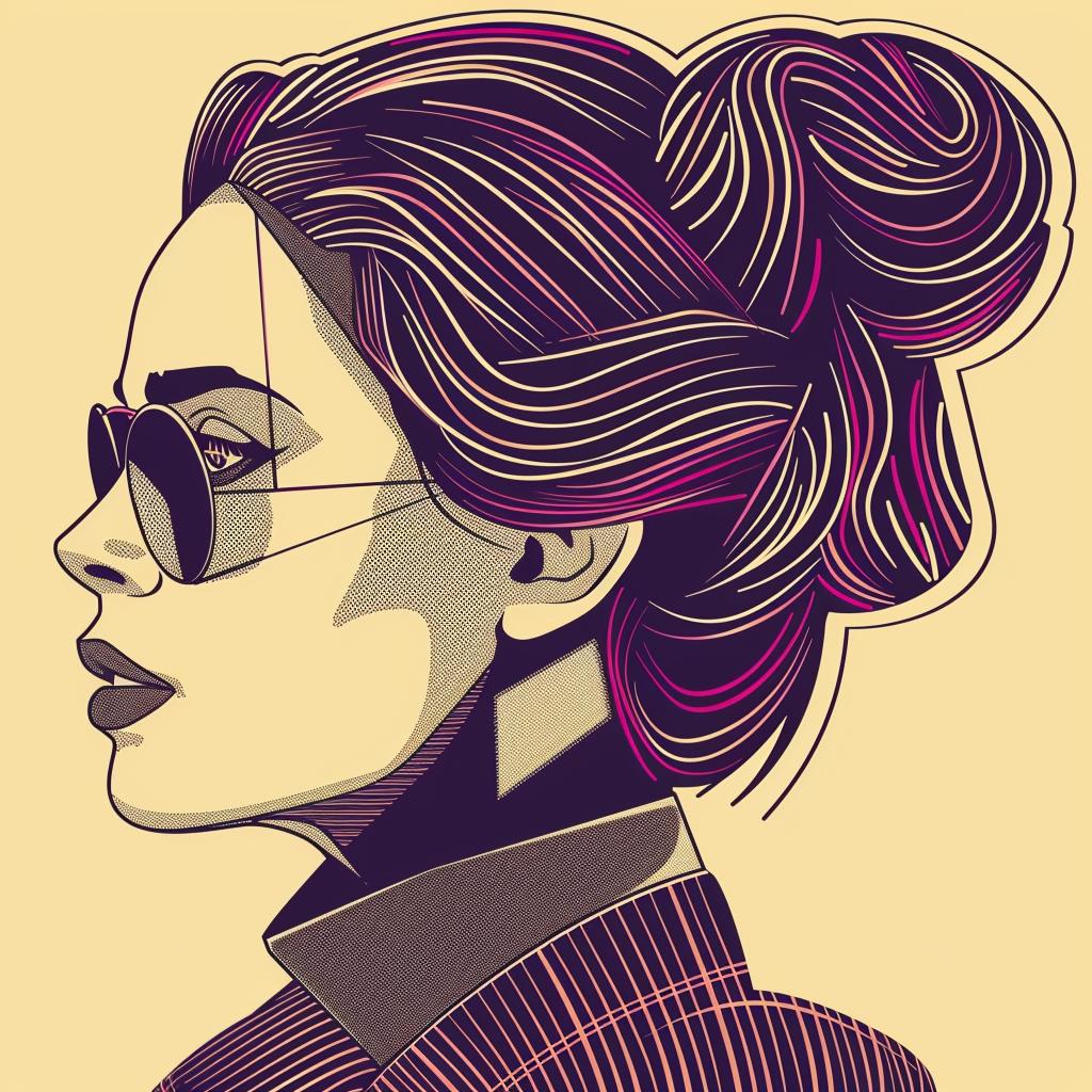 Pop  Art  woman  brunette  bun  sunglasses  portrait  style  colorful  minimalist 936934