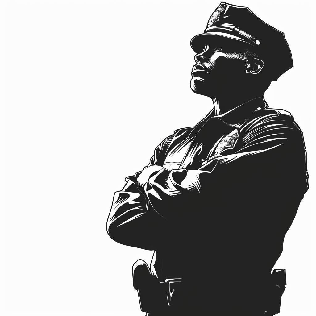 silhouette  police  vintage  icon  bold  linocut  tattoo  black  white  emblem 951877