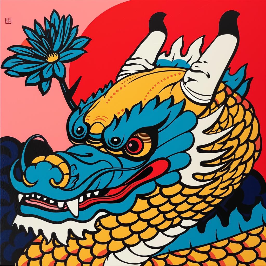 dragon  flower  mouth  painting  colorful  Asian  mythical  art  fantasy  vibrant 973646