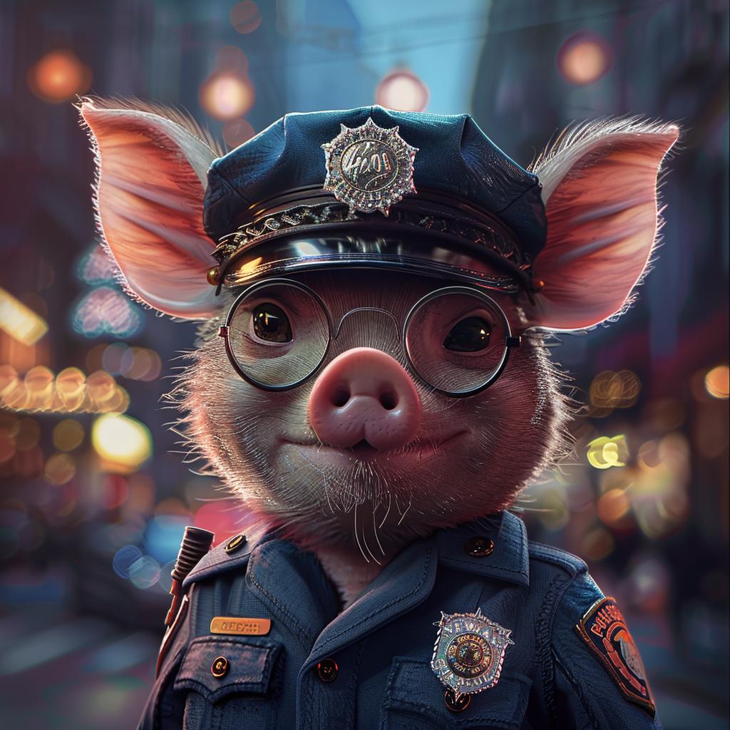 police  pig  cartoon  uniform  cute  character  realistic  illustration  smilecore  New York 927576