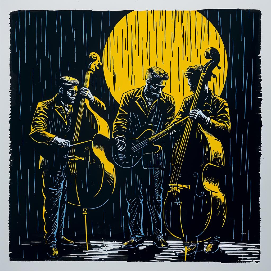 jazz  band  midnight  crescent  moon  dynamic  poses  music  performance  rain 1025759