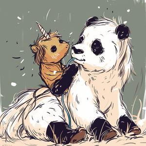 panda  pony  cute  drawing  playful  black  white  illustration  stylized  fun 1070716