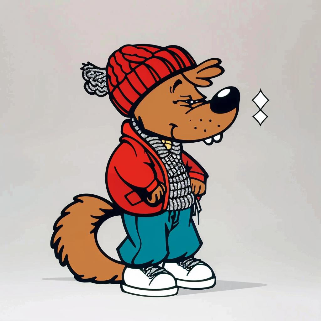 aggressive  streetwise  anthropomorphic  animal  knit  cap  urban  minimal  red  silver 958880