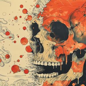 painting  skull  red  orange  surreal  chaos  symbolist  art  disintegration  risograph 1078291