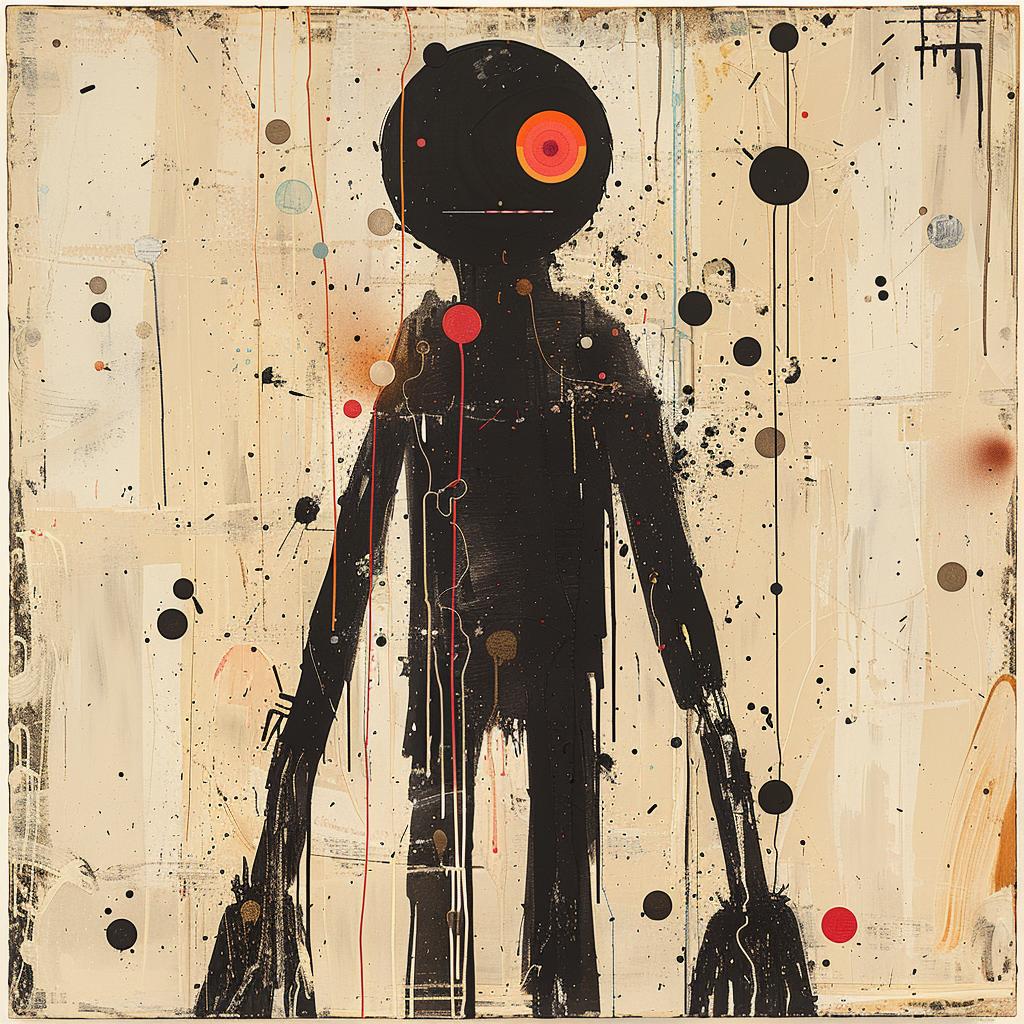 robot  android  cybernetic  monster  abstract  dots  lines  albumart  haring  modern 964755