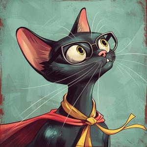 superhero  cat  glasses  cape  cute  animal  comic  whimsical  fictional  character 1062775