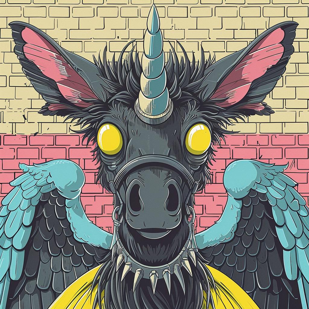 mythical  pegasus  terrifying  spiked  collar  creature  cartoon  unicorn  cape  yellow 927963