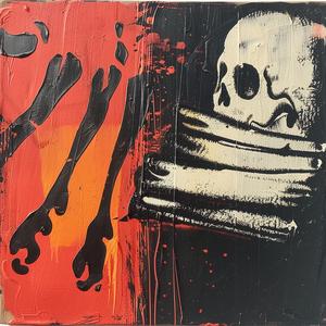 skull bandana encaustic impasto palette-knife Saul Bass Noma Bar colourful rebellious edgy 1066160