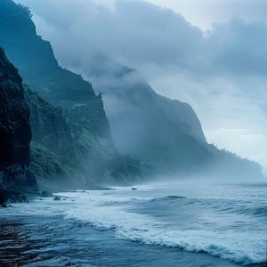 beach  waves  mountains  minimalistic  abstract  landscape  serene  nature  ocean  travel 1038796